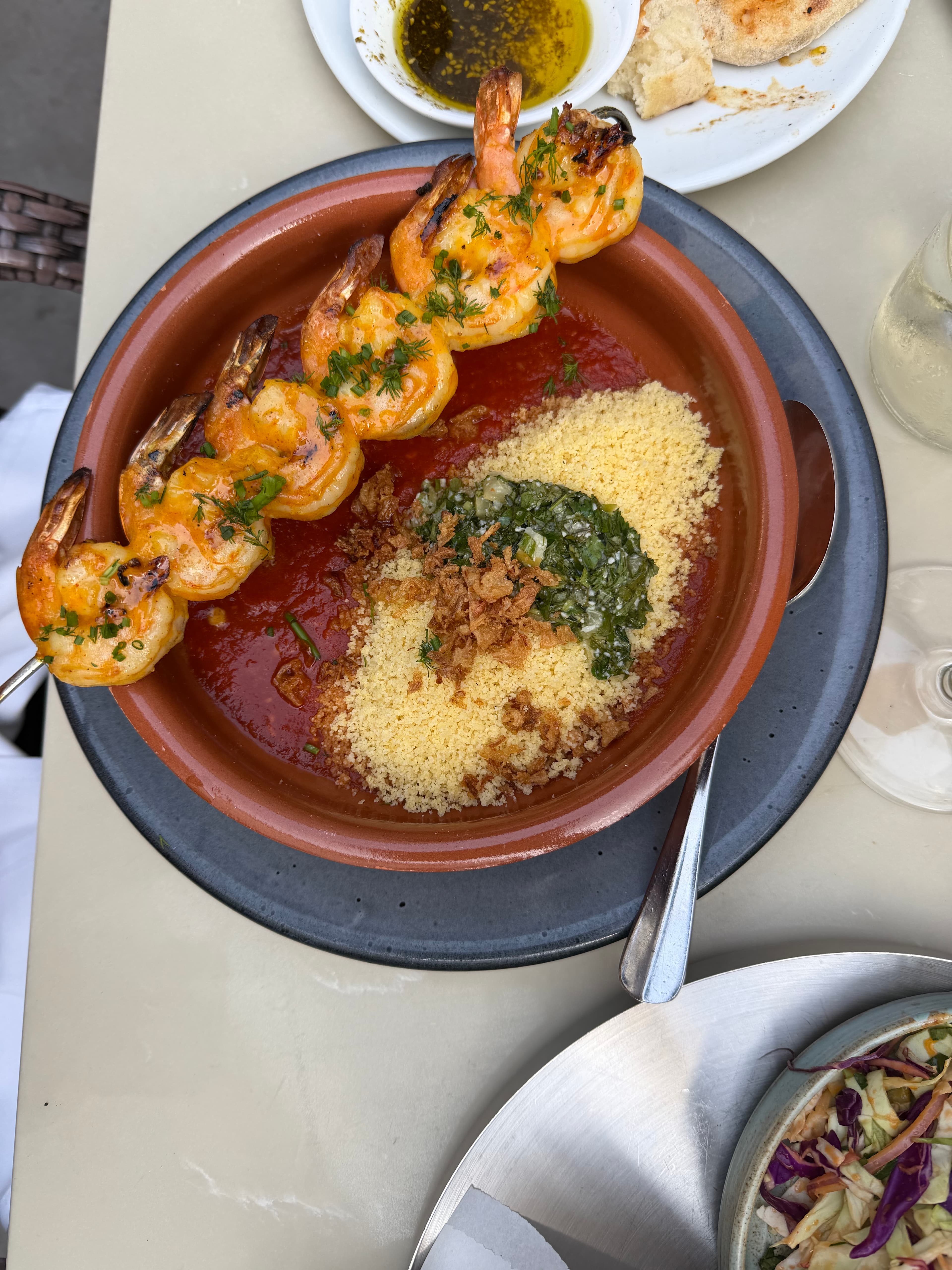Shrimp skewer with couscous